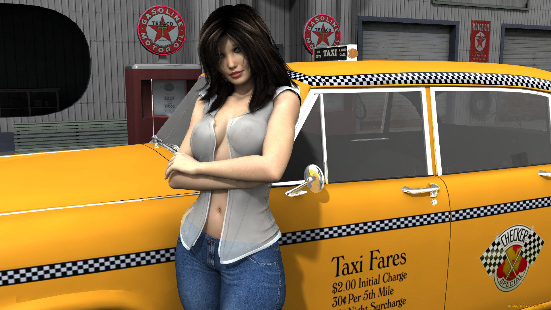 , 3d car&girl, , 